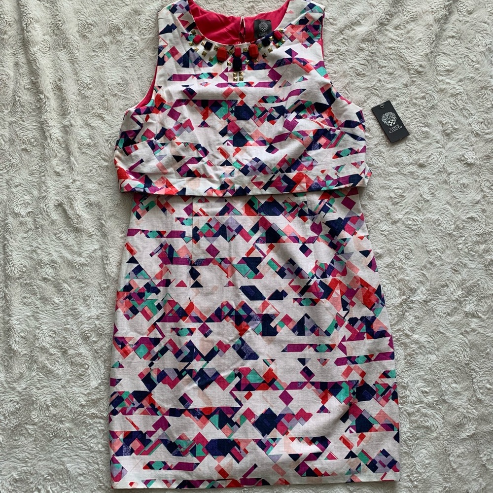 Vince Camuto Geometric Diamond White Dress NWT
